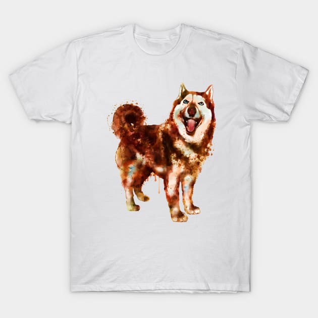 Husky Dog watercolor T-Shirt by Marian Voicu